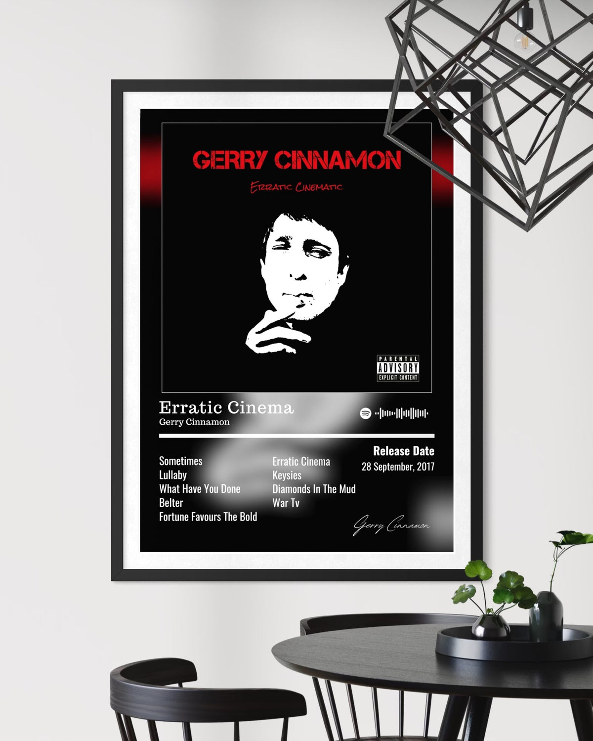 Erratic Cinema - Gerry Cinnamon Inspired Album Poster - USA