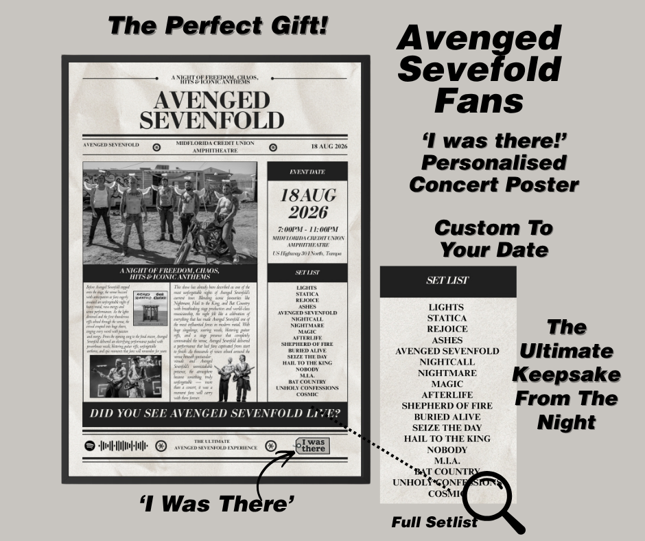 Avenged Sevenfold - Personalised Newspaper Style Concert Poster (USA Tour)