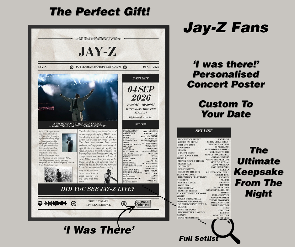 Jay-Z - Personalised Newspaper Style Concert Poster (USA Tour)