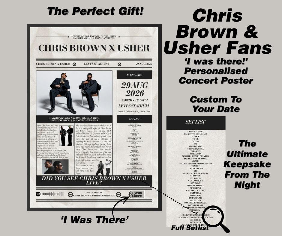 Chris Brown & Usher - Personalised Newspaper Style Concert Poster (USA Tour)