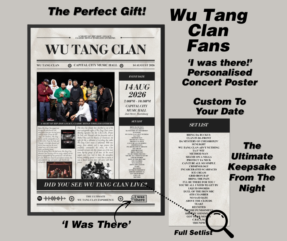 Wu Tang Clan - Personalised Newspaper Style Concert Poster (USA Tour)