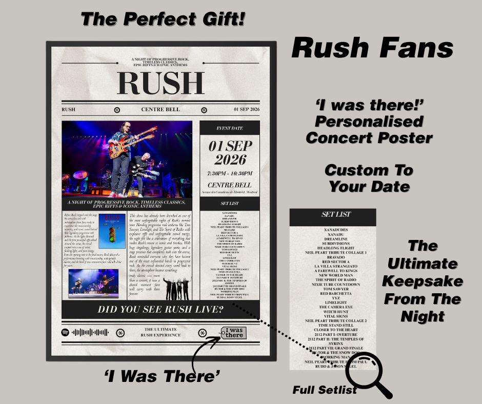 Rush - Personalised Newspaper Style Concert Poster (USA Tour)