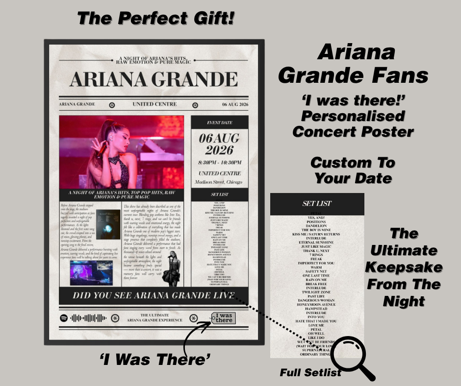 Ariana Grande - Personalised Newspaper Style Concert Poster (USA Tour)