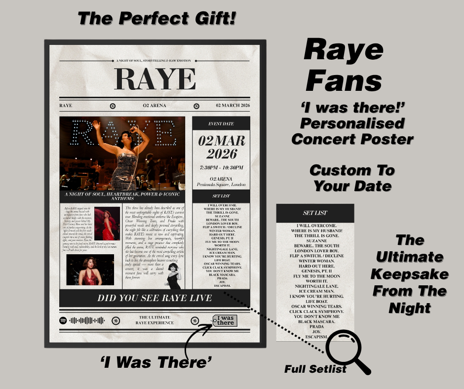 RAYE - Personalised Newspaper Style Concert Poster (USA Tour)