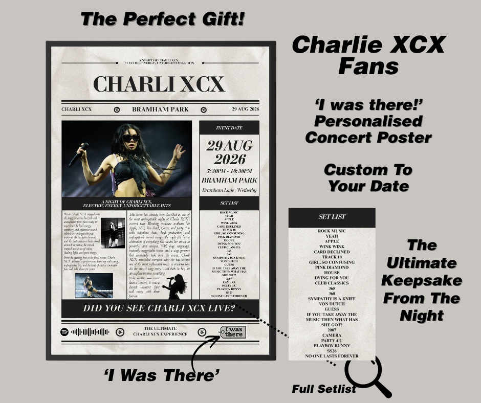 Charlie XCX - Personalised Newspaper Style Concert Poster (USA Tour)