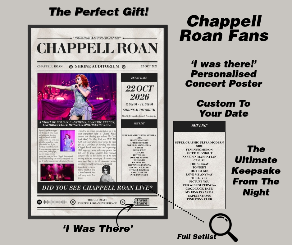 Chappell Roan - Personalised Newspaper Style Concert Poster (USA Tour)