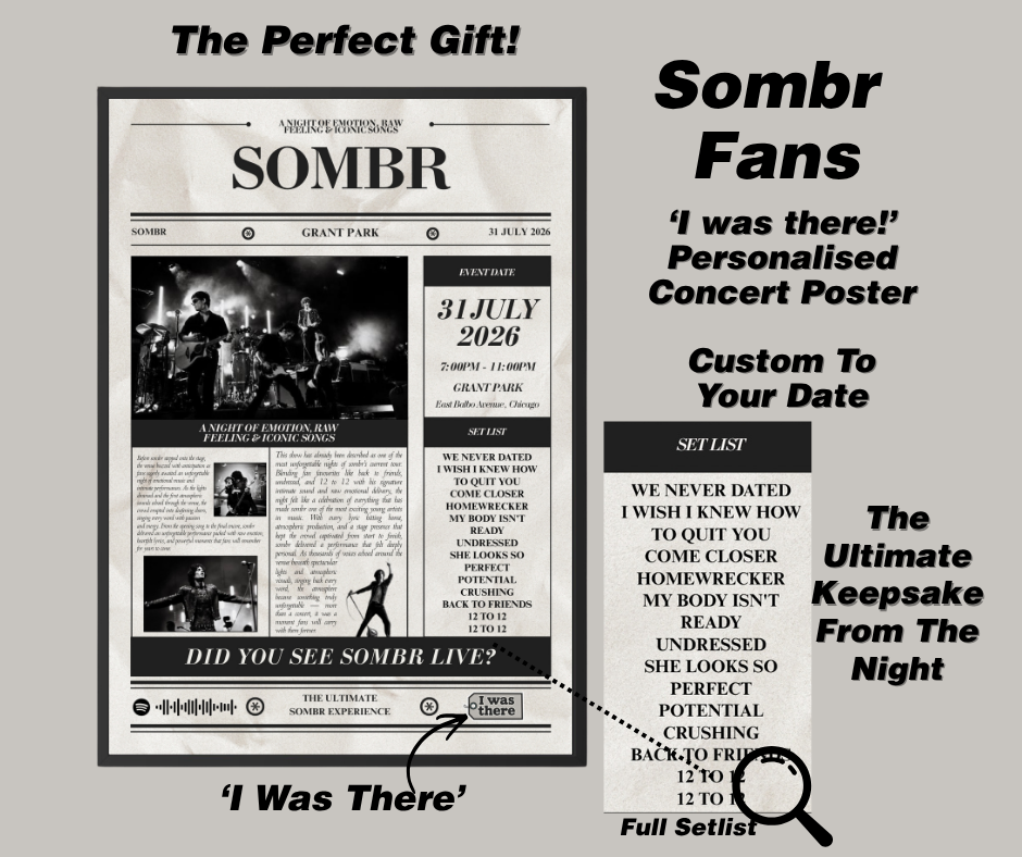 Sombr - Personalised Newspaper Style Concert Poster (USA Tour)