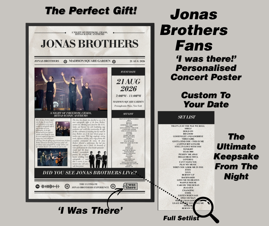Jonas Brothers - Personalised Newspaper Style Concert Poster (USA Tour)
