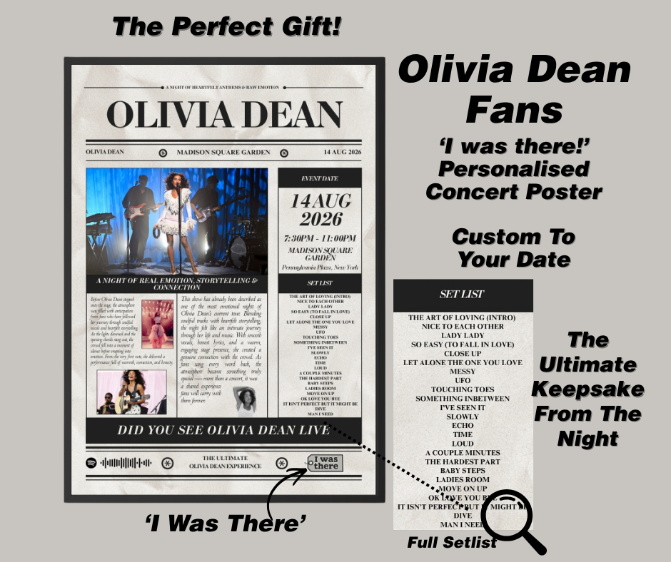 Olivia Dean - Personalised Newspaper Style Concert Poster (USA Tour)