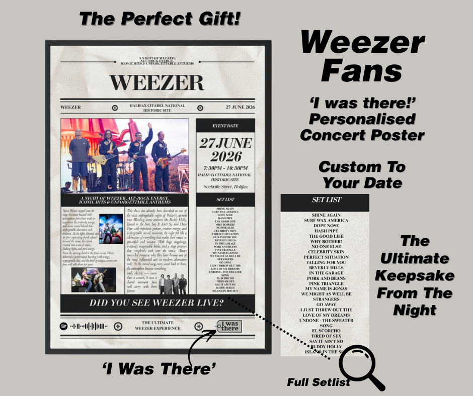 Weezer - Personalised Newspaper Style Concert Poster (USA Tour)