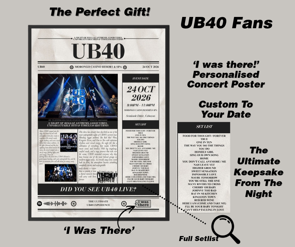 UB40 - Personalised Newspaper Style Concert Poster (USA Tour)