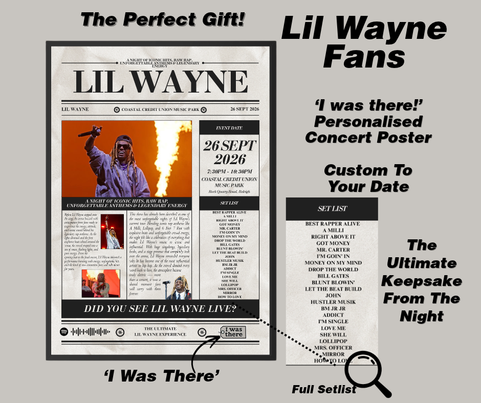 Lil Wayne - Personalised Newspaper Style Concert Poster (USA Tour)