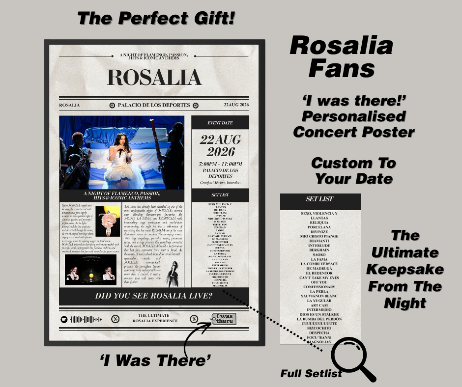 Rosalia - Personalised Newspaper Style Concert Poster (USA Tour)