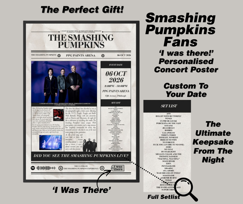 Smashing Pumpkins - Personalised Newspaper Style Concert Poster (USA Tour)