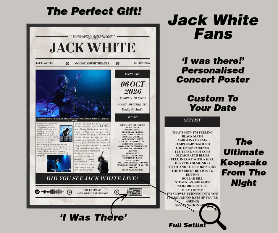 Jack White - Personalised Newspaper Style Concert Poster (USA Tour)