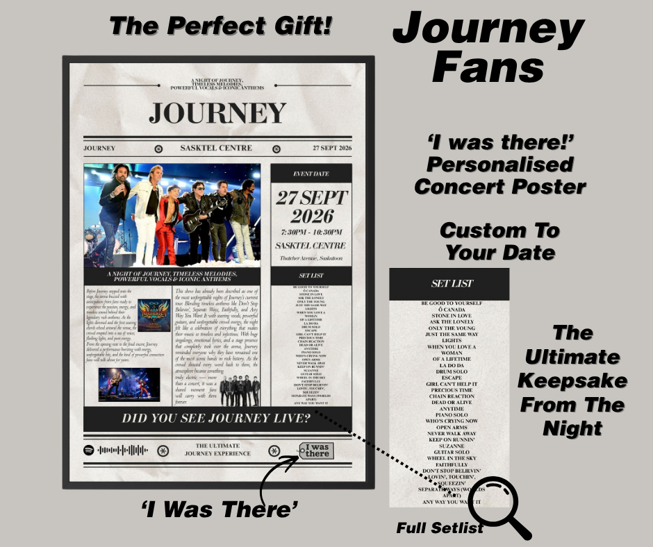 Journey - Personalised Newspaper Style Concert Poster (USA Tour)