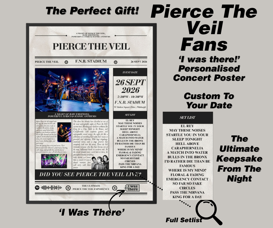 Pierce The Veil - Personalised Newspaper Style Concert Poster (USA Tour)