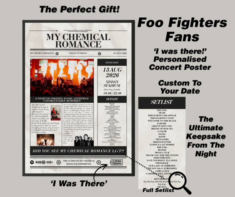 My Chemical Romance - Personalised Newspaper Style Concert Poster (USA Tour)