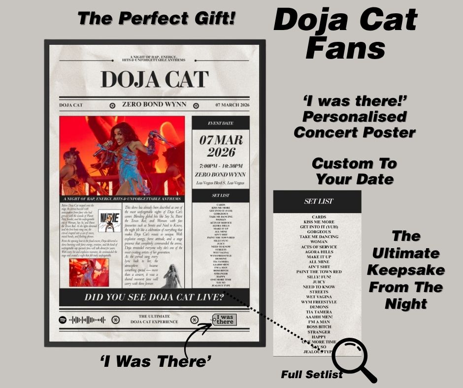 Doja Cat - Personalised Newspaper Style Concert Poster (USA Tour)