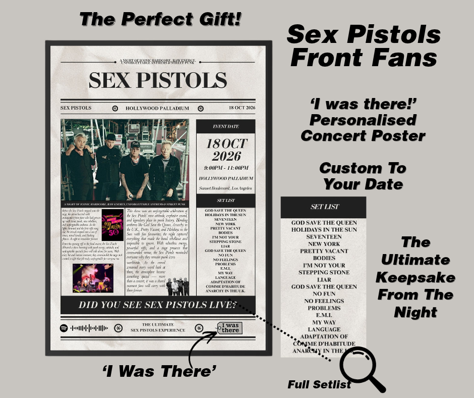 Sex Pistols - Personalised Newspaper Style Concert Poster (USA Tour)