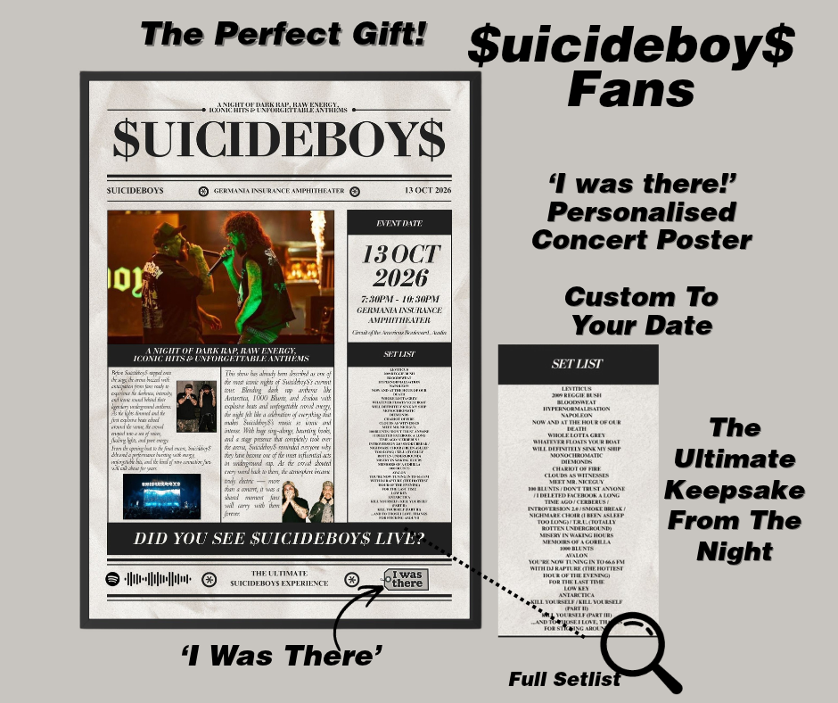 $UICIDEBOY$ - Personalised Newspaper Style Concert Poster (USA Tour)
