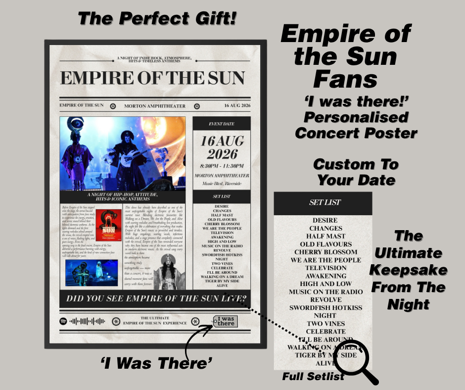 Empire of the Sun - Personalised Newspaper Style Concert Poster (USA Tour)