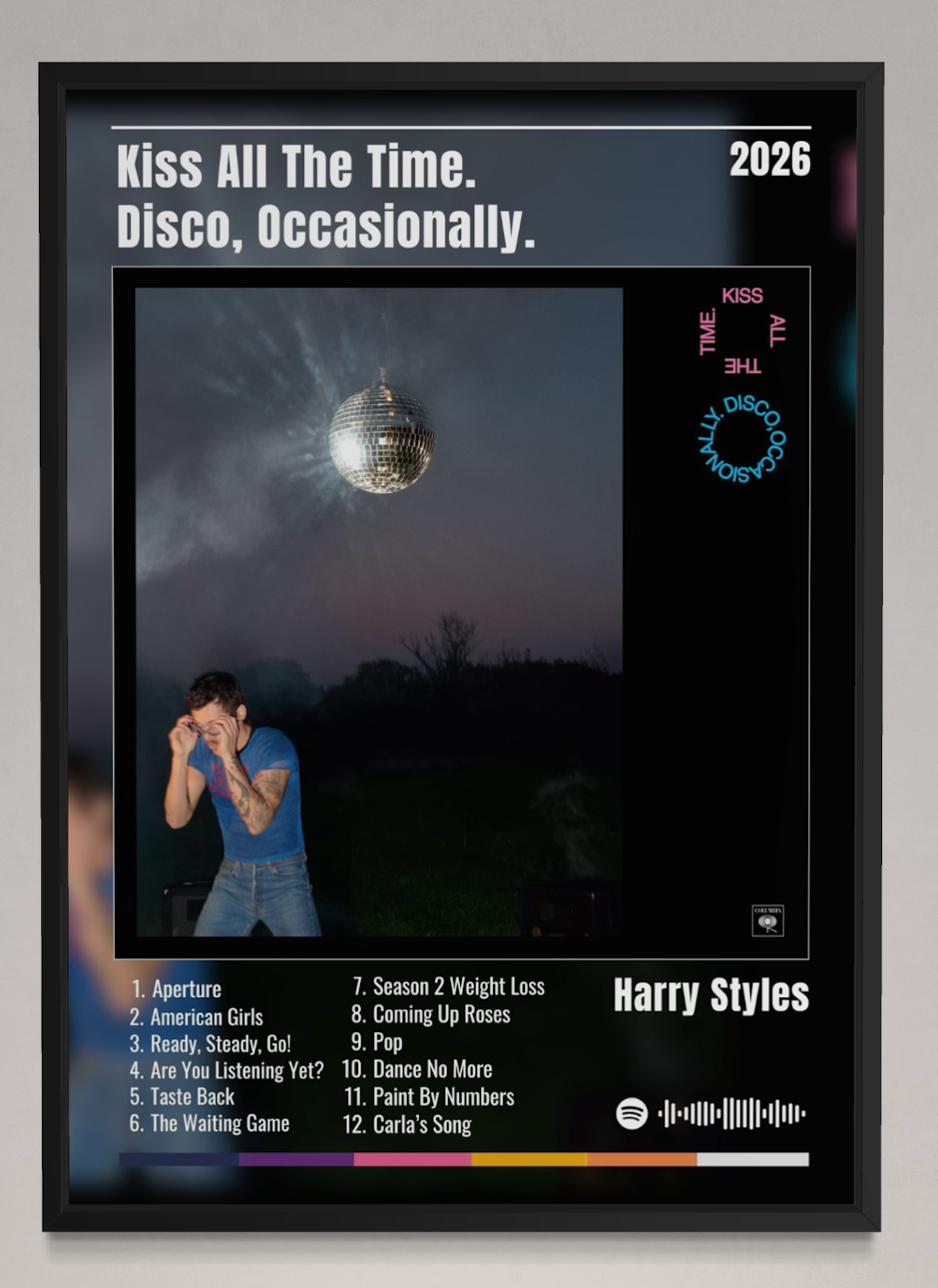 Kiss All The Time. Disco Occasionally - Harry Styles Album Poster - USA