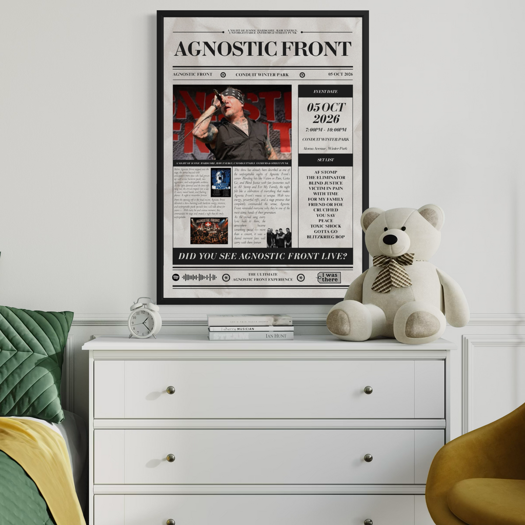 Agnostic Front - Personalised Newspaper Style Concert Poster (USA Tour)