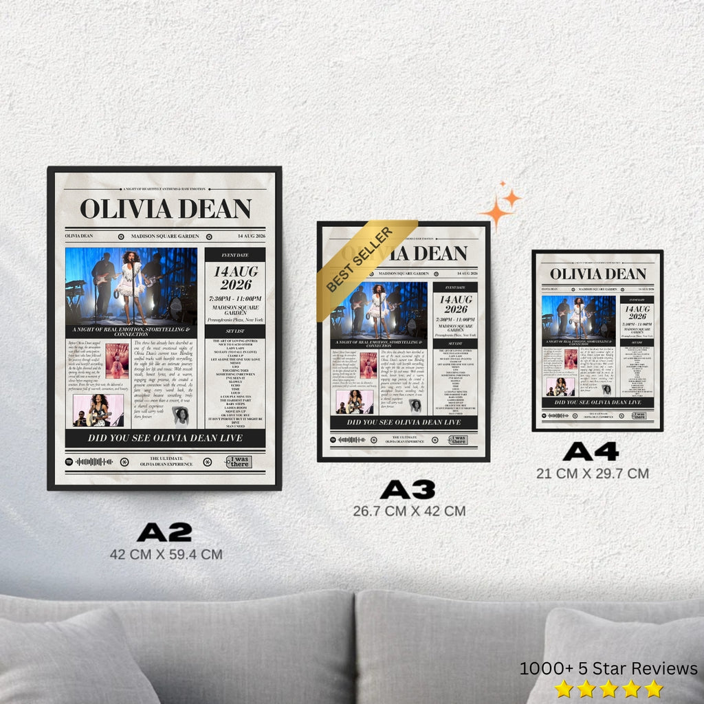 Olivia Dean - Personalised Newspaper Style Concert Poster (USA Tour)