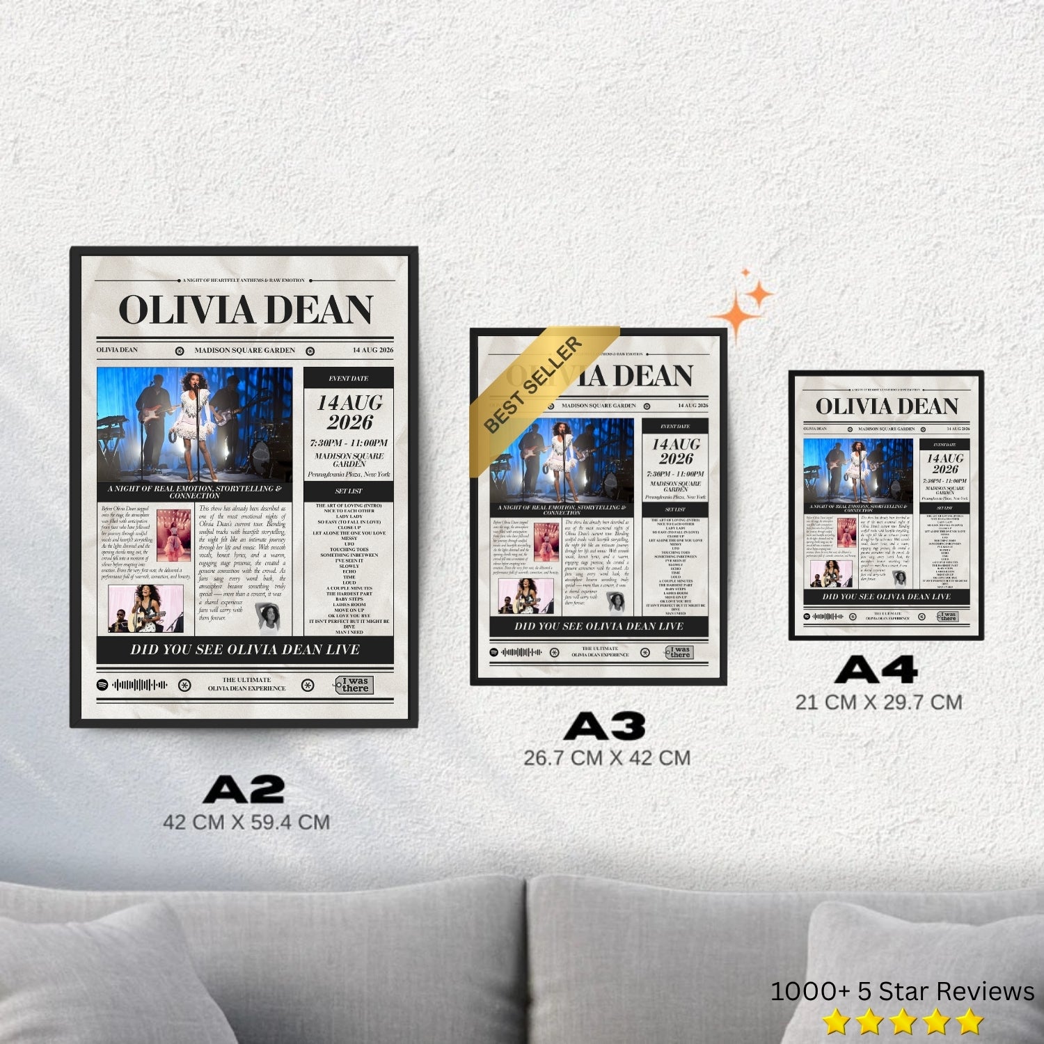 Olivia Dean - Personalised Newspaper Style Concert Poster (USA Tour)