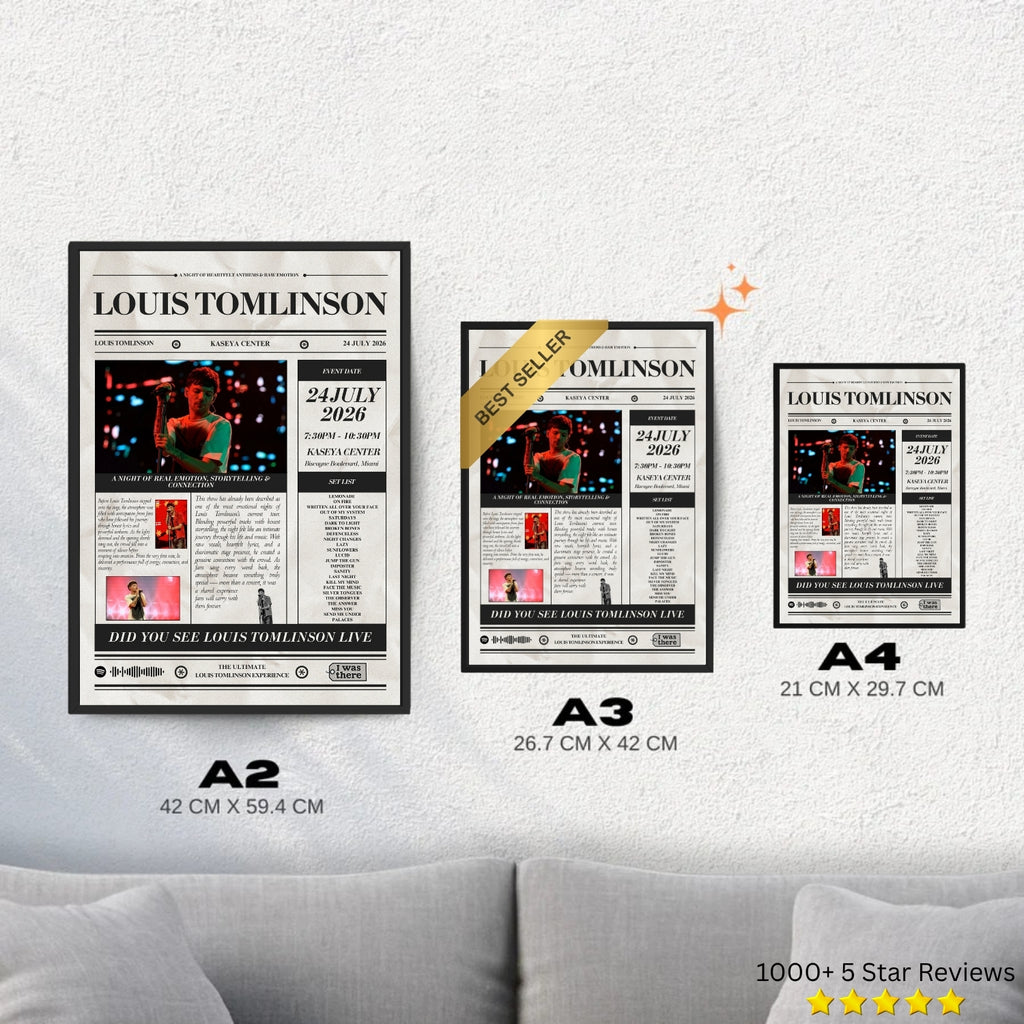 Louis Tomlinson - Personalised Newspaper Style Concert Poster (USA Tour)
