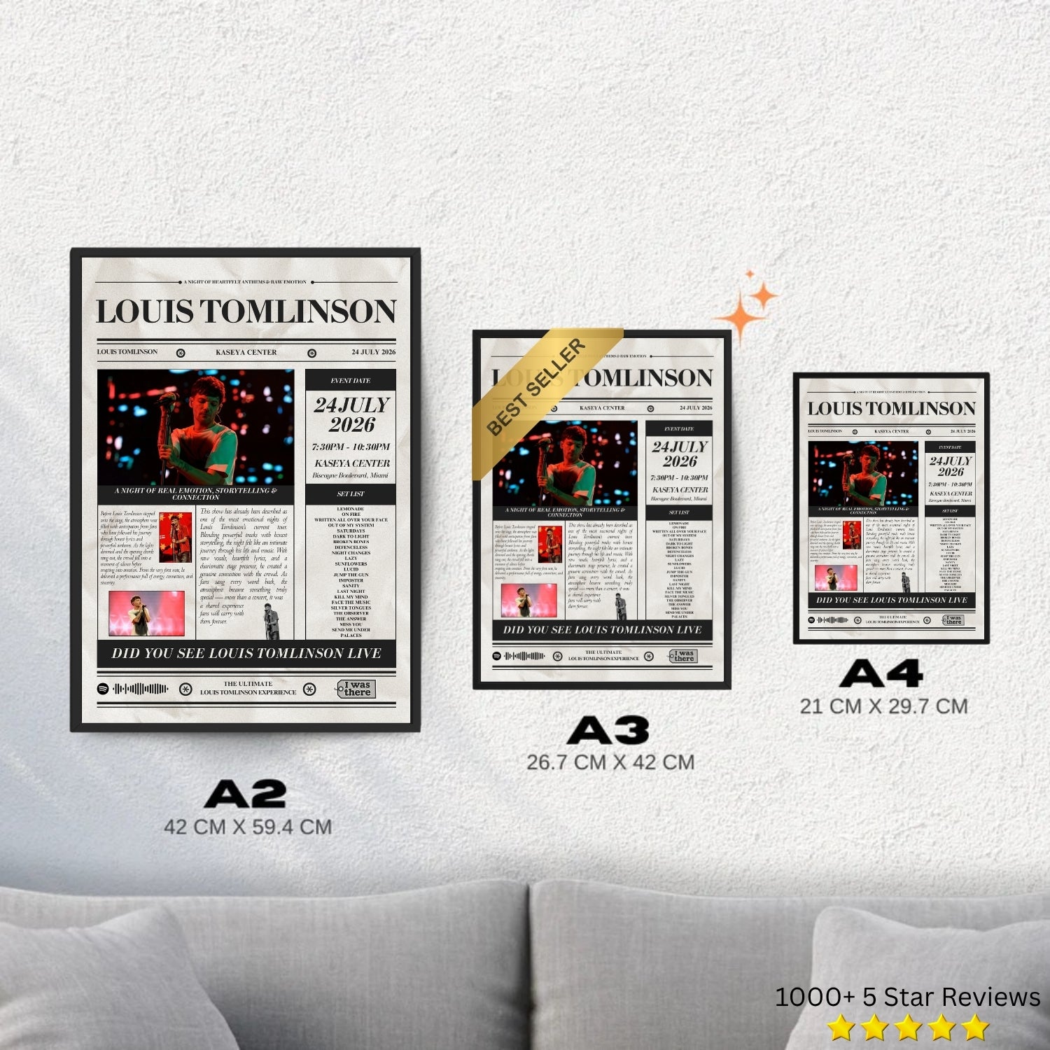 Louis Tomlinson - Personalised Newspaper Style Concert Poster (USA Tour)