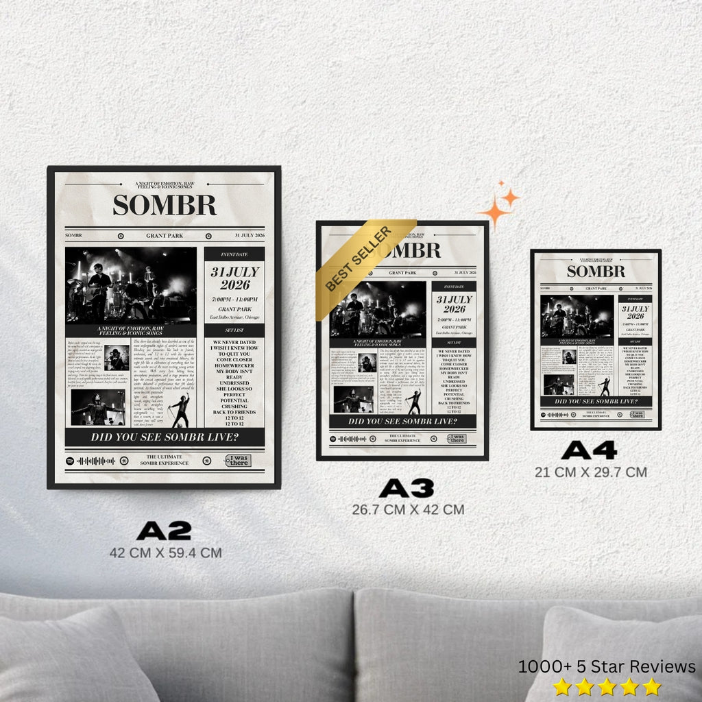 Sombr - Personalised Newspaper Style Concert Poster (USA Tour)