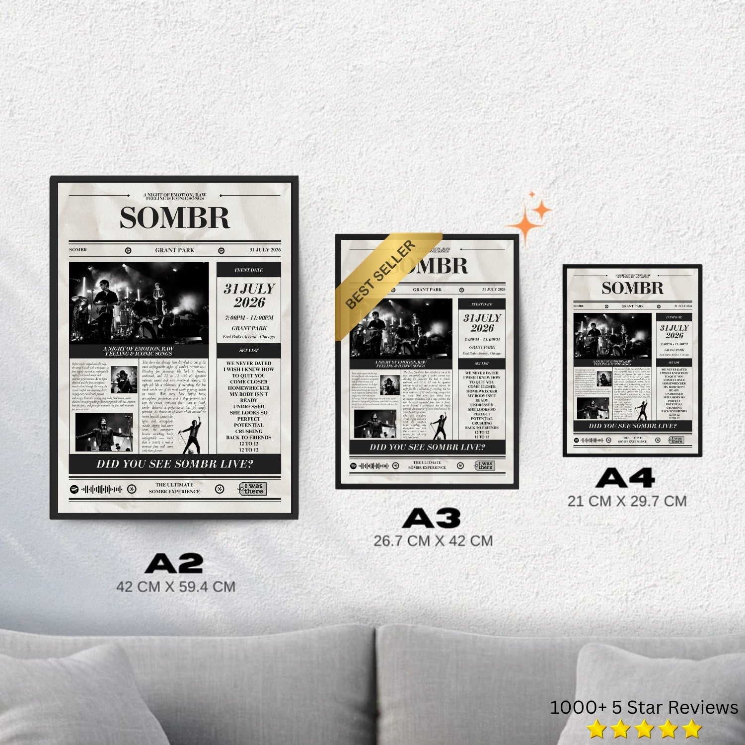 Sombr - Personalised Newspaper Style Concert Poster (USA Tour)