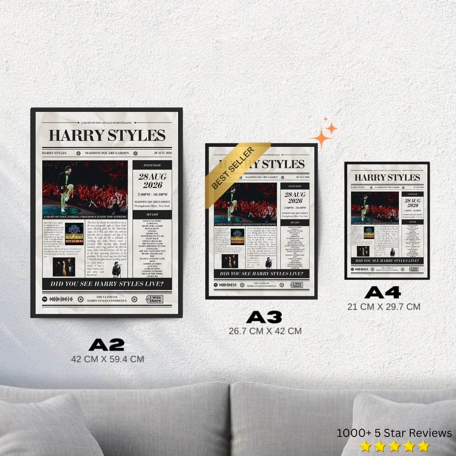 Harry Styles - Personalised Newspaper Style Concert Poster (USA Tour)