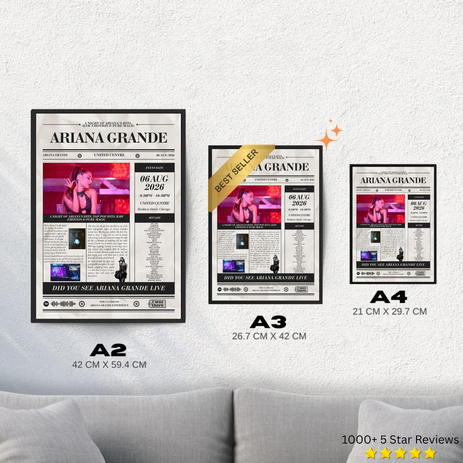 Ariana Grande - Personalised Newspaper Style Concert Poster (USA Tour)
