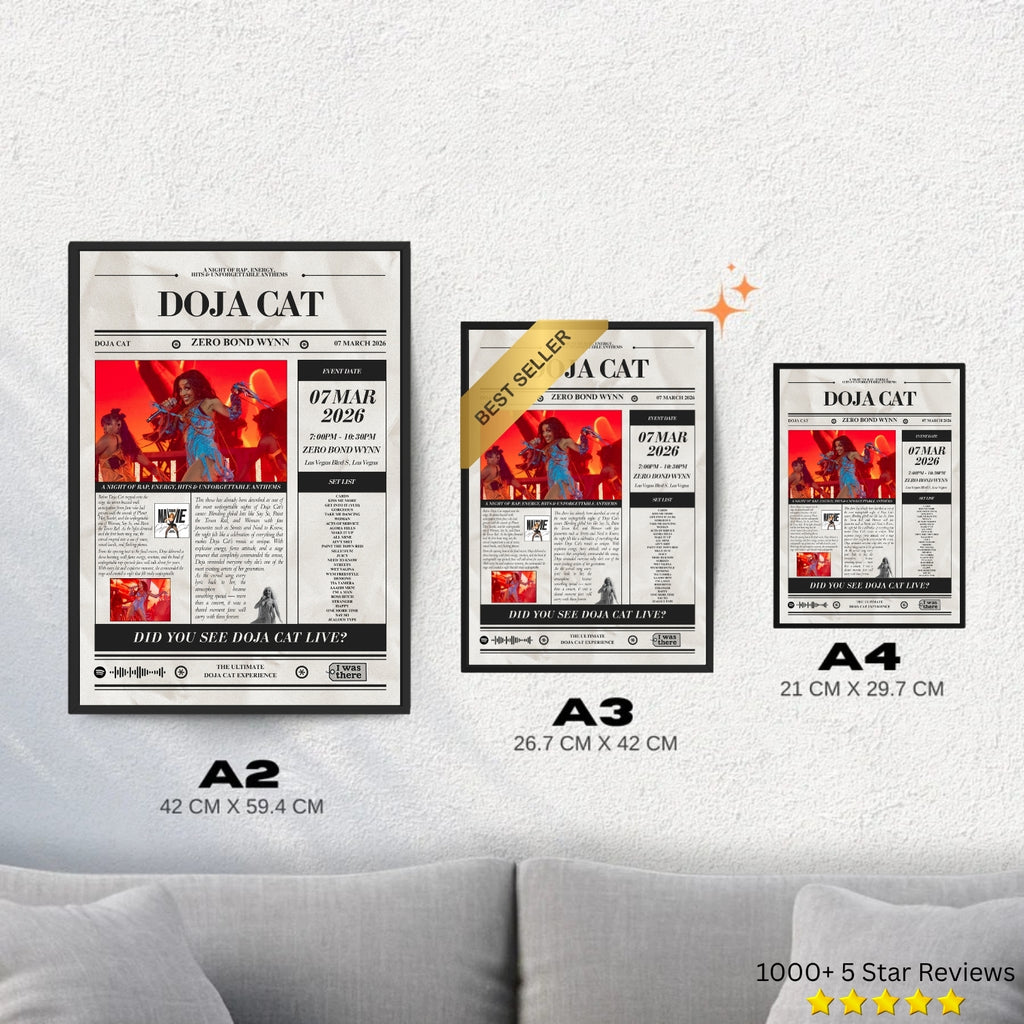 Doja Cat - Personalised Newspaper Style Concert Poster (USA Tour)