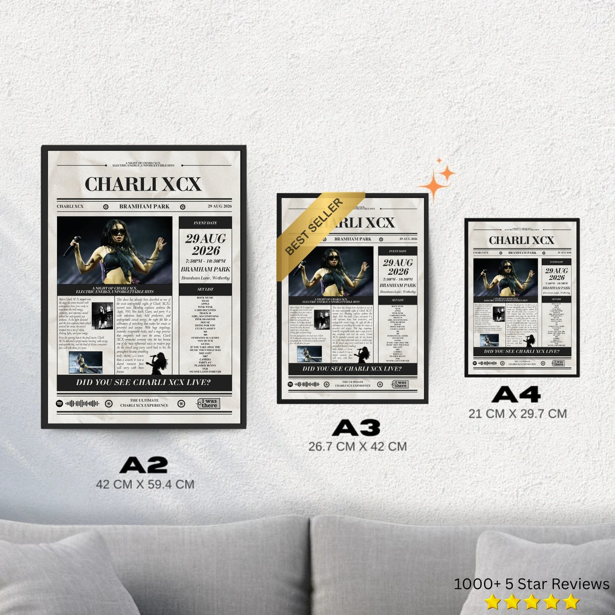 Charlie XCX - Personalised Newspaper Style Concert Poster (USA Tour)