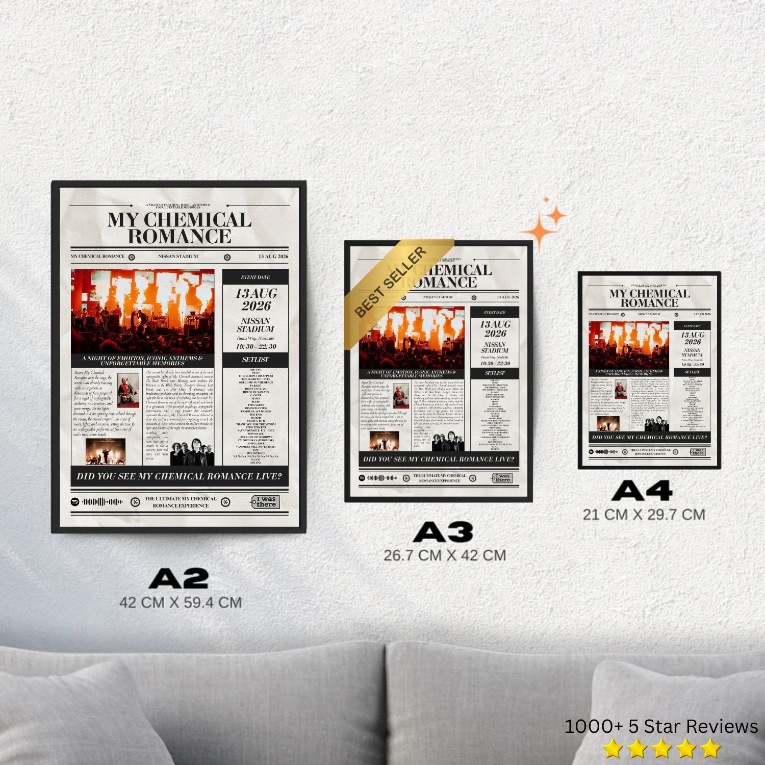 My Chemical Romance - Personalised Newspaper Style Concert Poster (USA Tour)
