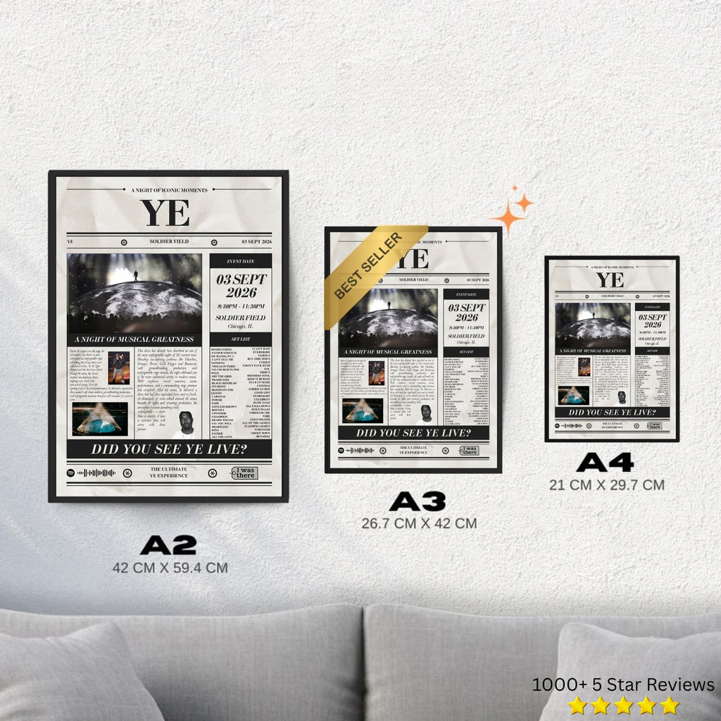 Kanye West - Personalised Newspaper Style Concert Poster (USA Tour)