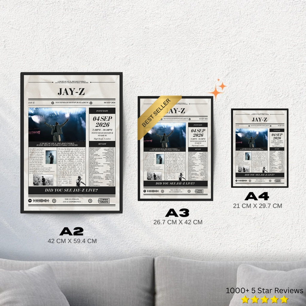 Jay-Z - Personalised Newspaper Style Concert Poster (USA Tour)