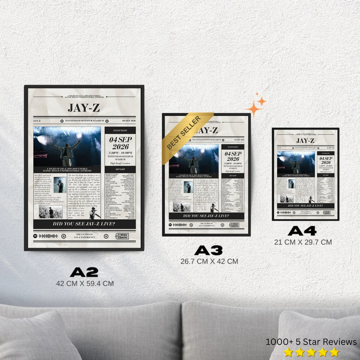 Jay-Z - Personalised Newspaper Style Concert Poster (USA Tour)