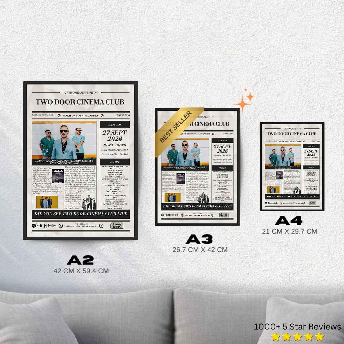 Two Door Cinema Club - Personalised Newspaper Style Concert Poster (USA Tour)