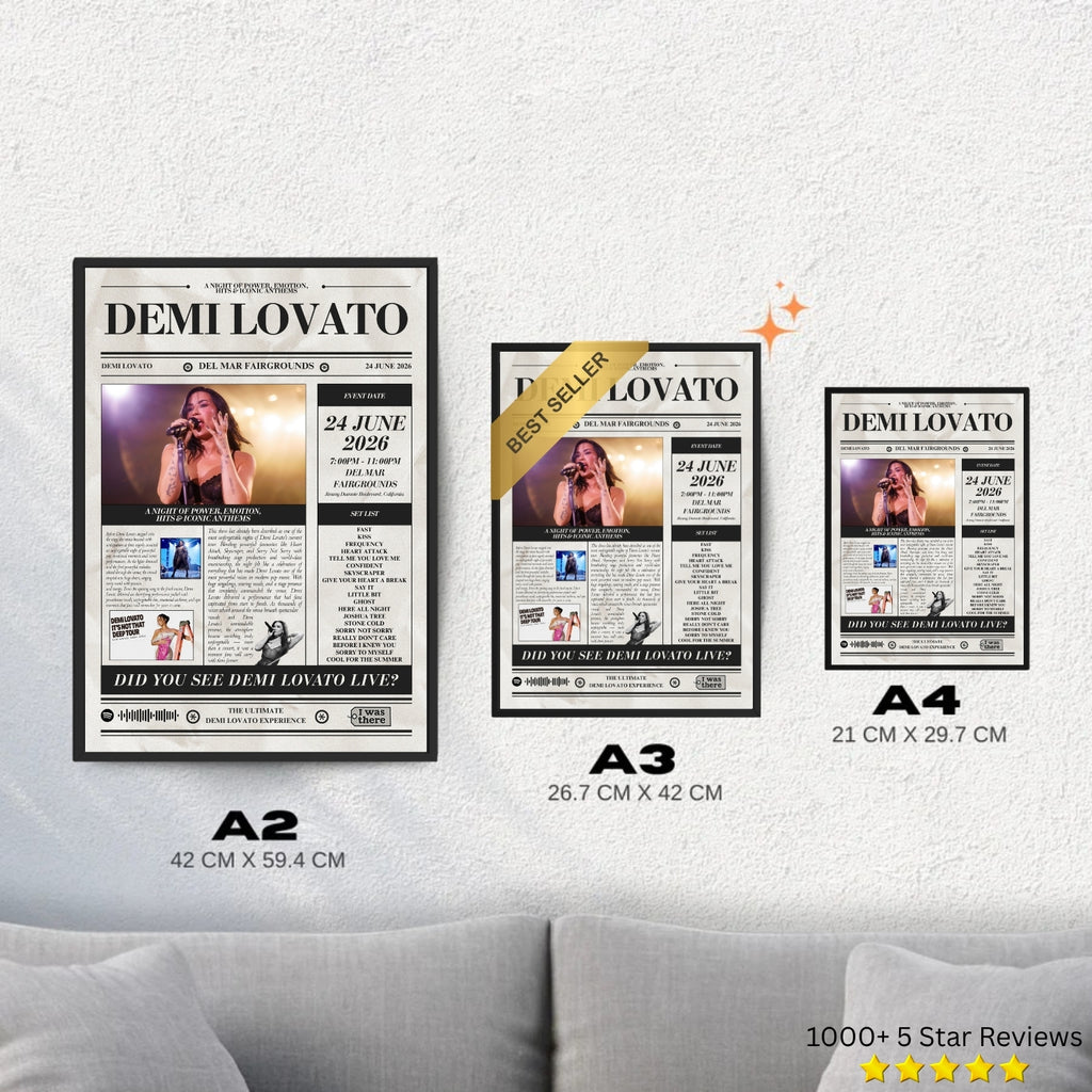 Demi Lovato - Personalised Newspaper Style Concert Poster (USA Tour)