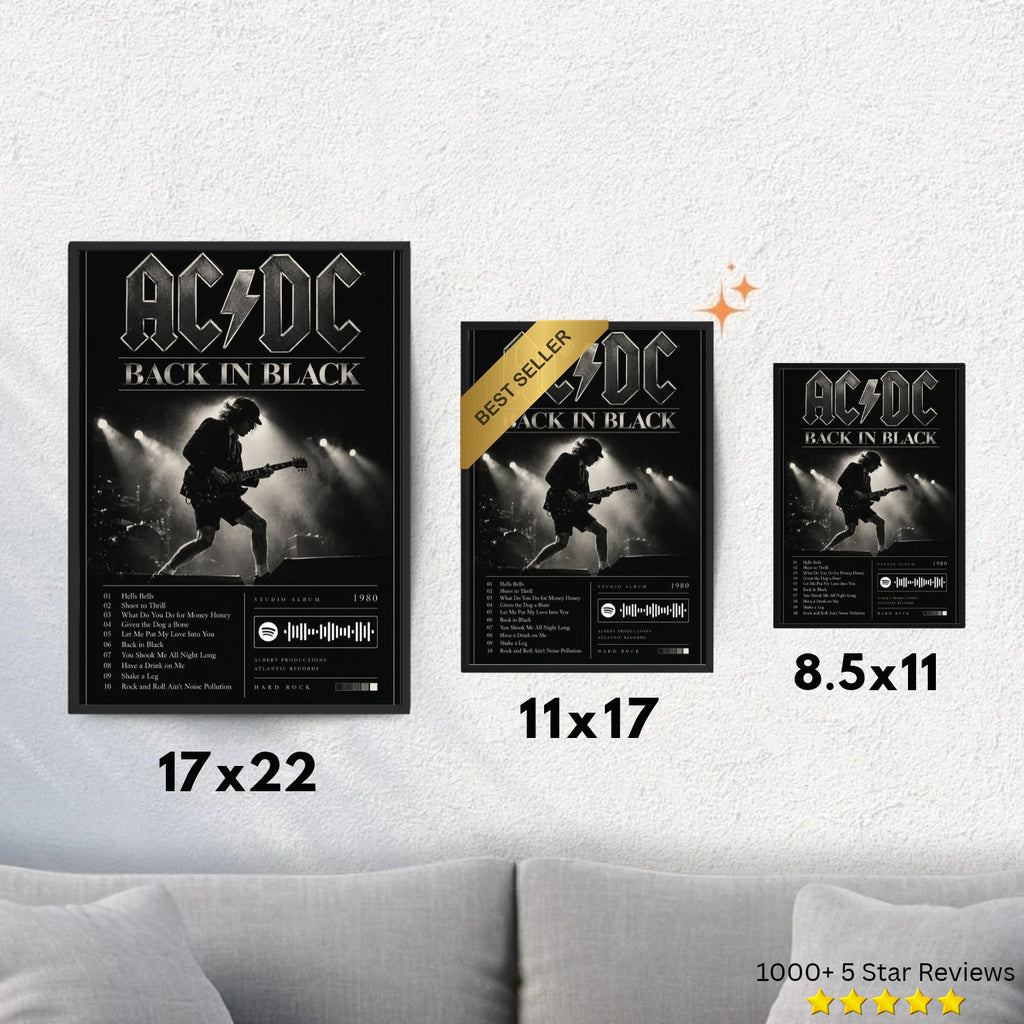 Back in Black - AC/DC Inspired Album Poster - USA