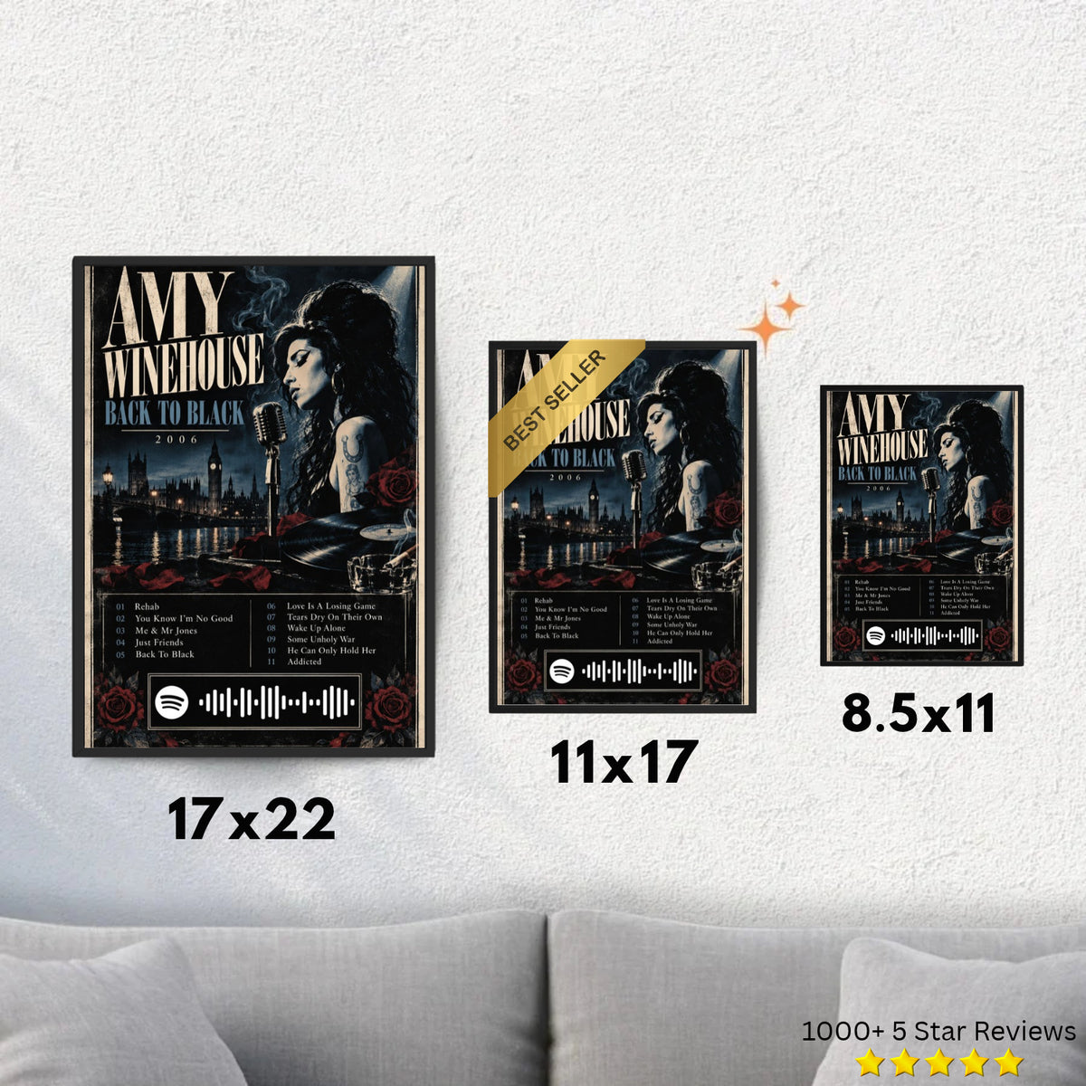 Back to Black - Amy Winehouse Inspired Album Poster - USA