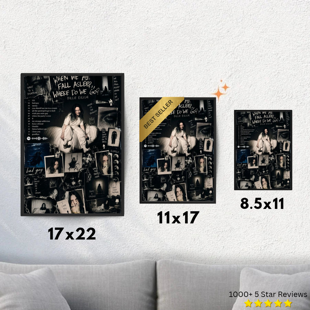 When We All Fall Asleep, Where Do We Go? - Billie Eilish Inspired Album Poster - USA