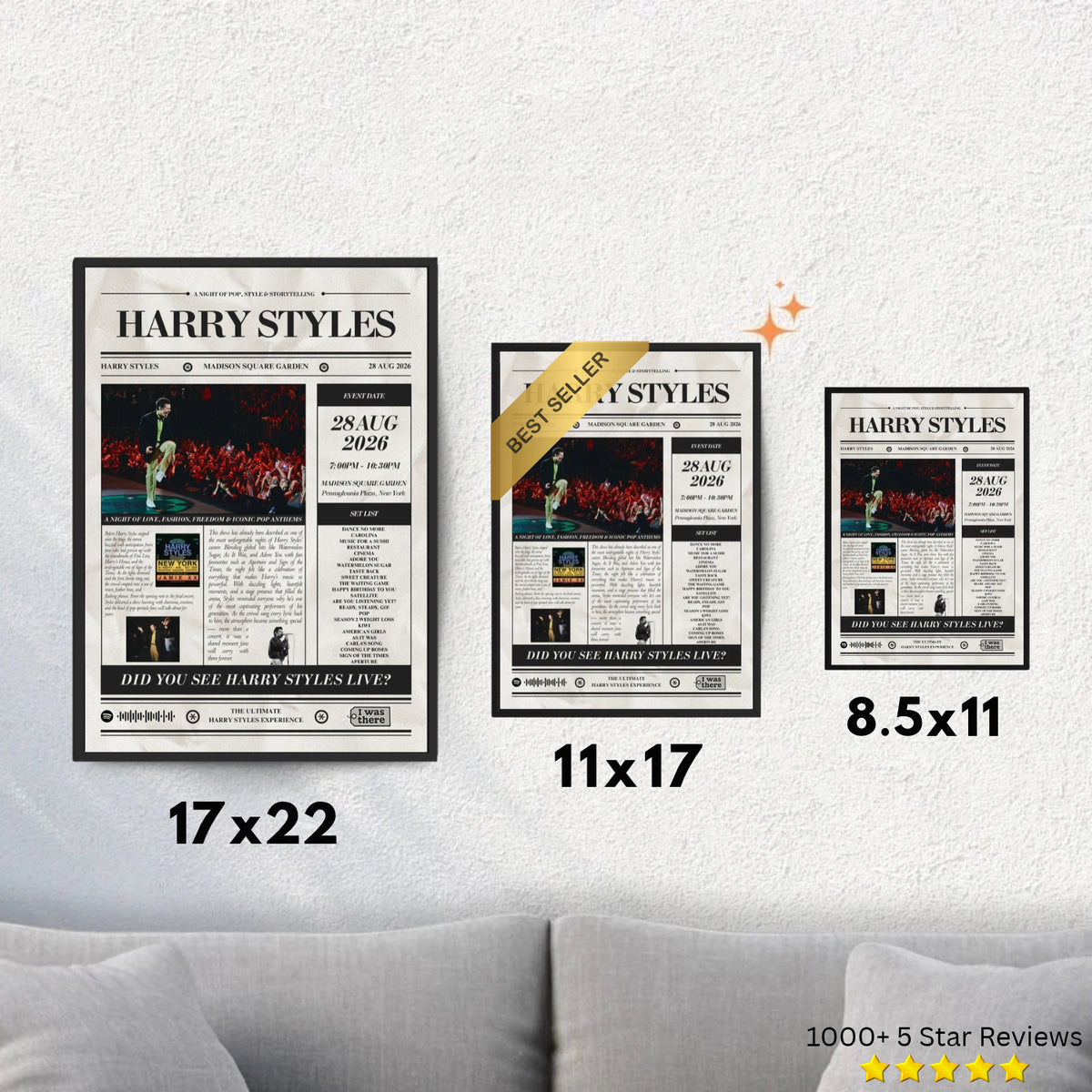 Harry Styles - Personalised Newspaper Style Concert Poster (USA Tour)