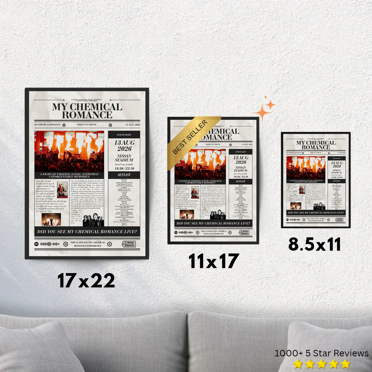 My Chemical Romance - Personalised Newspaper Style Concert Poster (USA Tour)