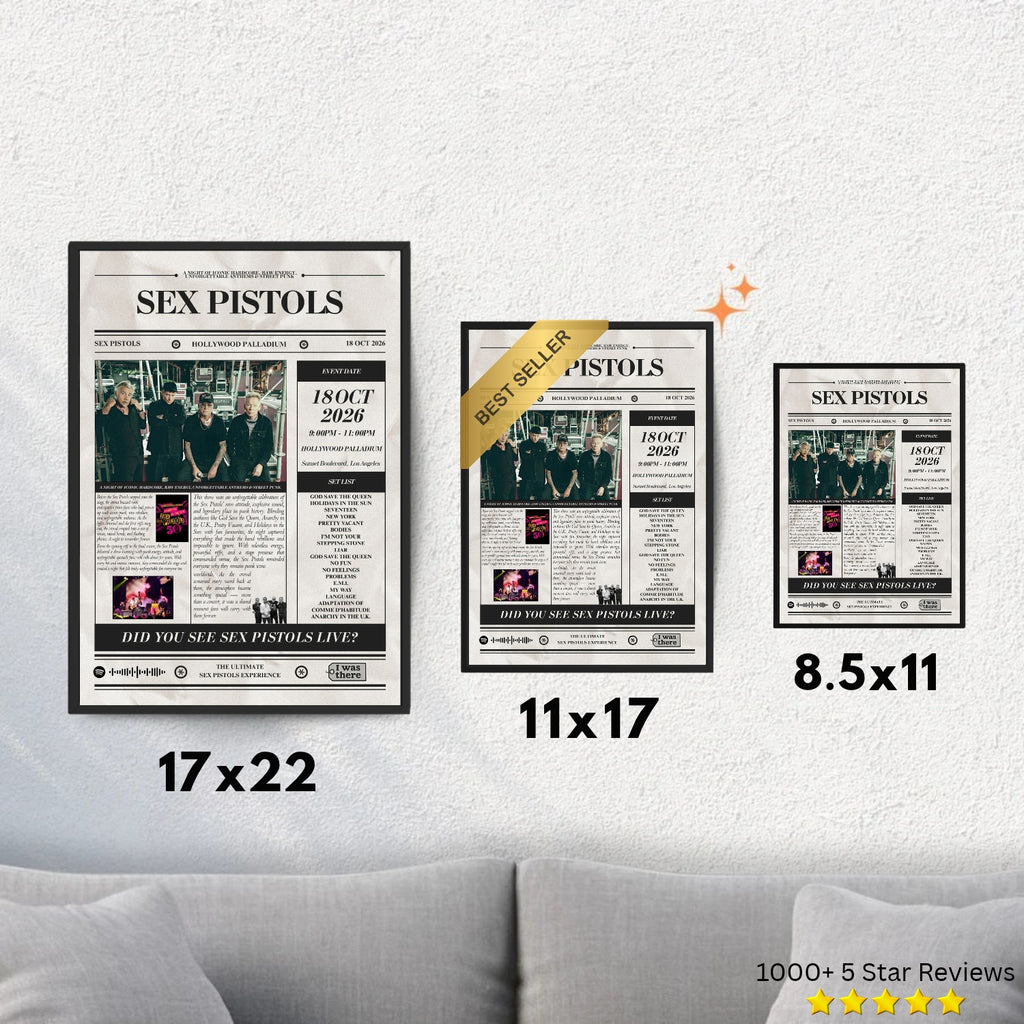 Sex Pistols - Personalised Newspaper Style Concert Poster (USA Tour)